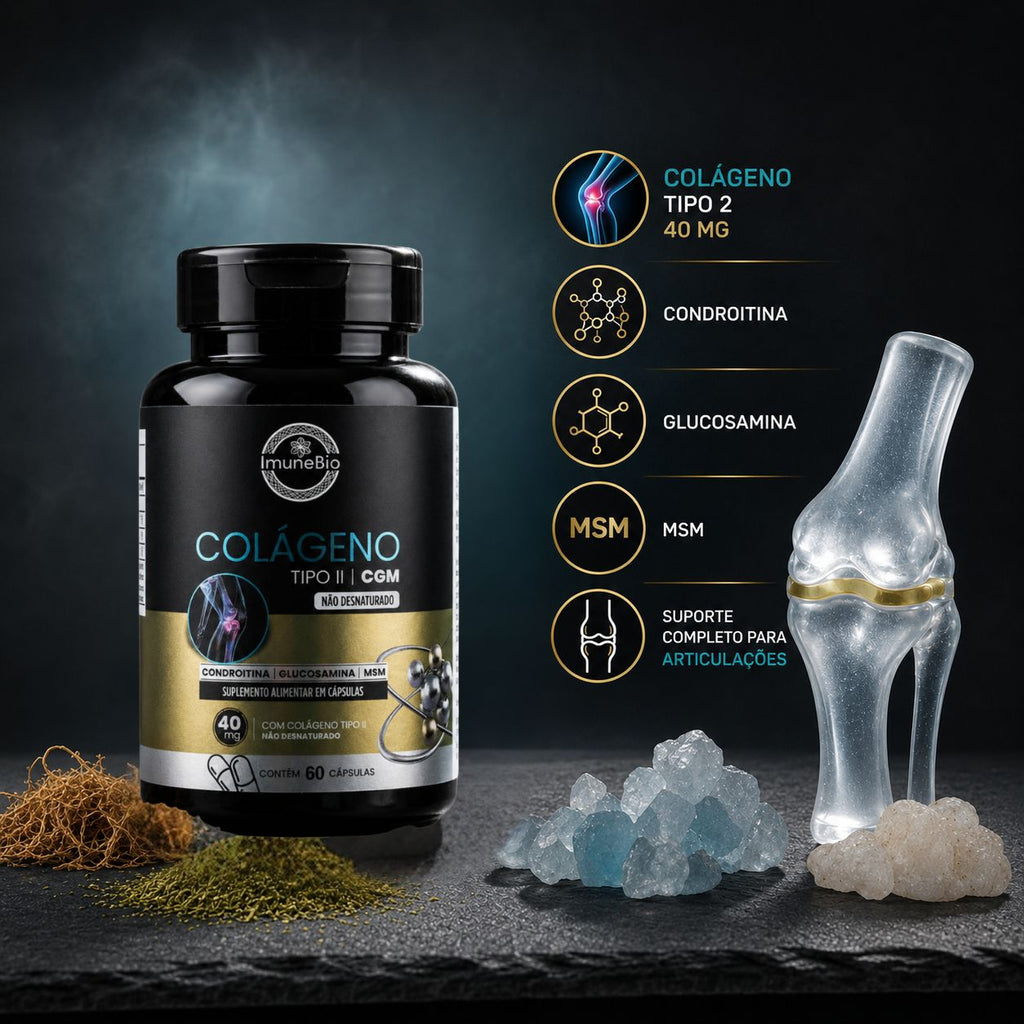 Colágeno Tipo 2 CGM + Glucosamina + Condroitina + MSM | 60 Cápsulas