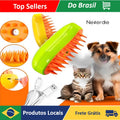 Escova a Vapor 3 em 1 para Gatos | Massagem + Remove Pelos + Penteia