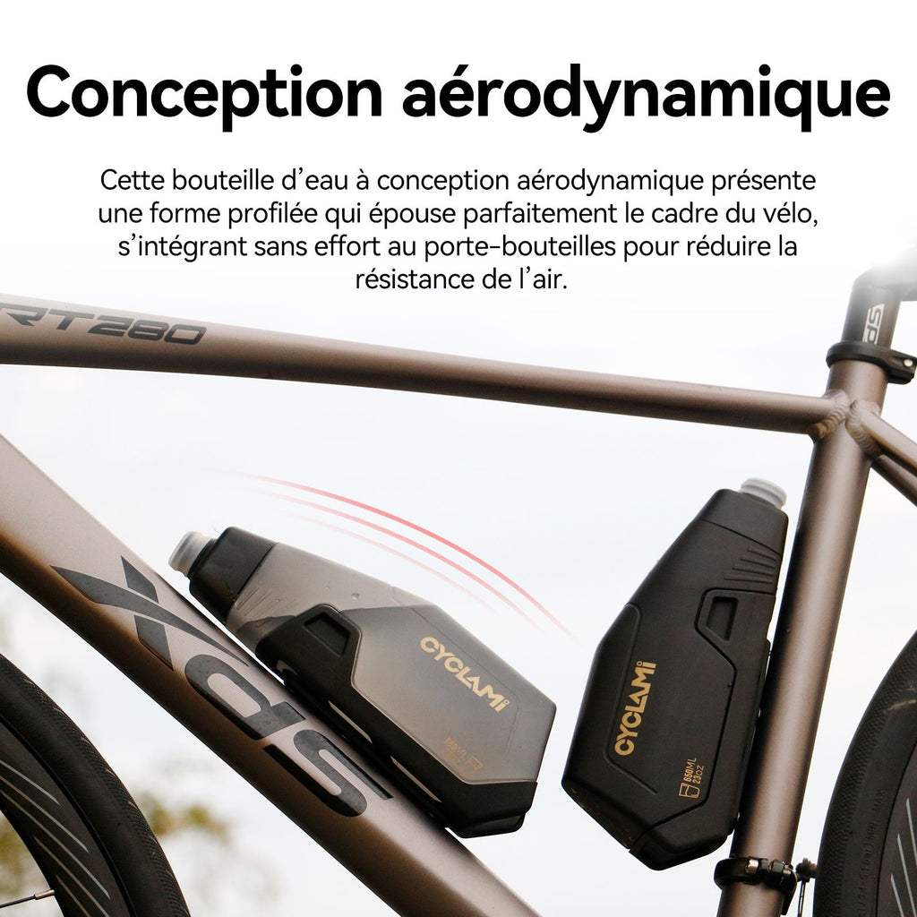 Conjunto de Suporte Aerodinâmico para Garrafa de Bicicleta CYCLAMI 650ml, Garraf