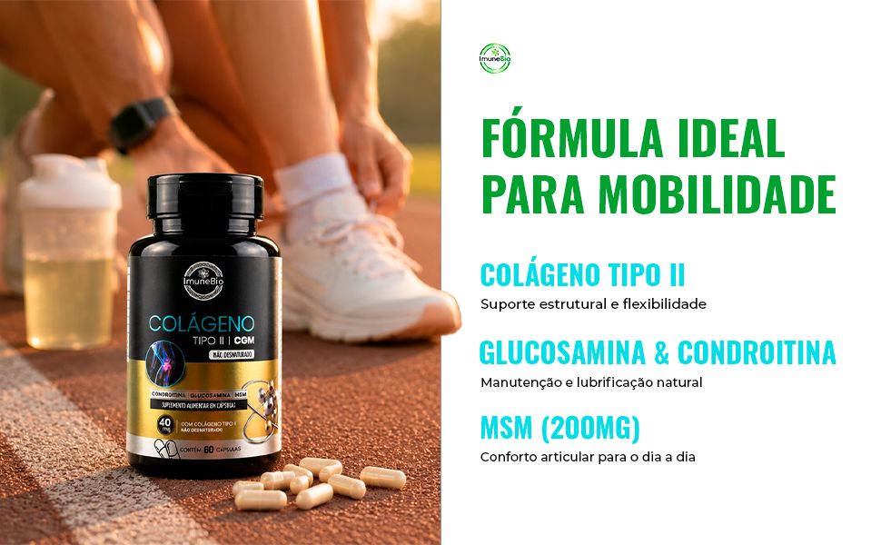 Colágeno Tipo 2 CGM + Glucosamina + Condroitina + MSM | 60 Cápsulas