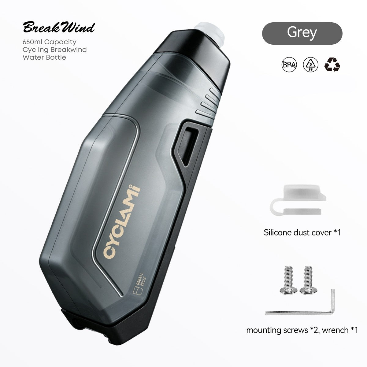 Conjunto de Suporte Aerodinâmico para Garrafa de Bicicleta CYCLAMI 650ml, Garraf