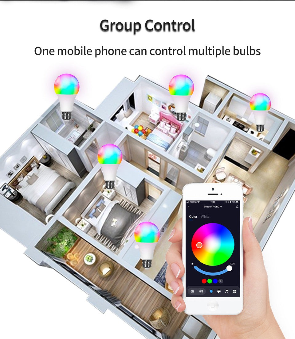 Lâmpada Inteligente Smart LED Bluetooth RGB – Controle por Aplicativo (Bivolt)