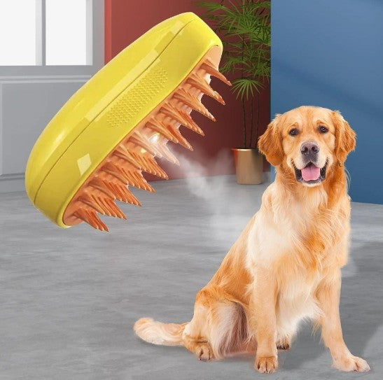 Escova a Vapor 3 em 1 para Gatos | Massagem + Remove Pelos + Penteia