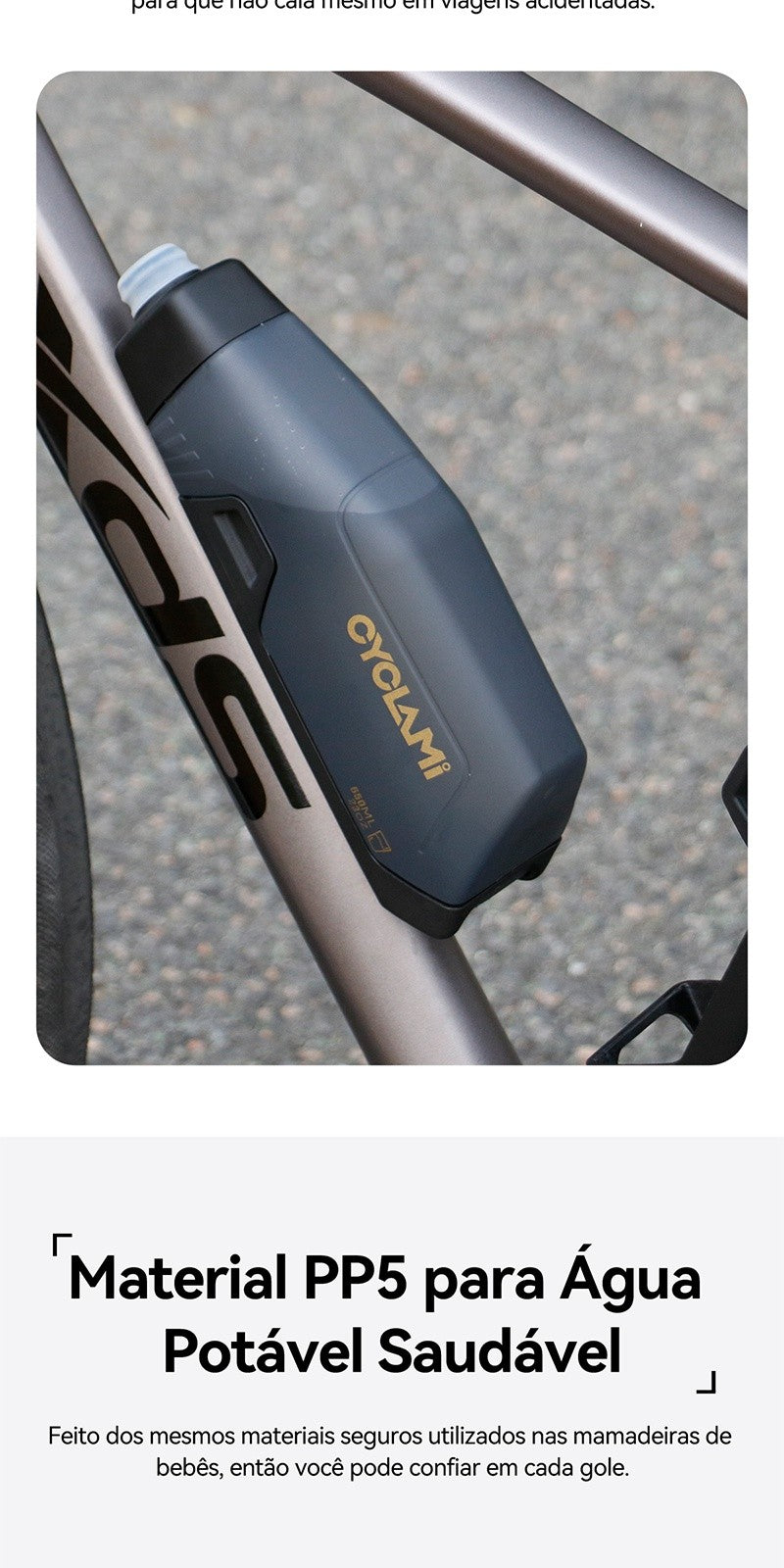 Conjunto de Suporte Aerodinâmico para Garrafa de Bicicleta CYCLAMI 650ml, Garraf