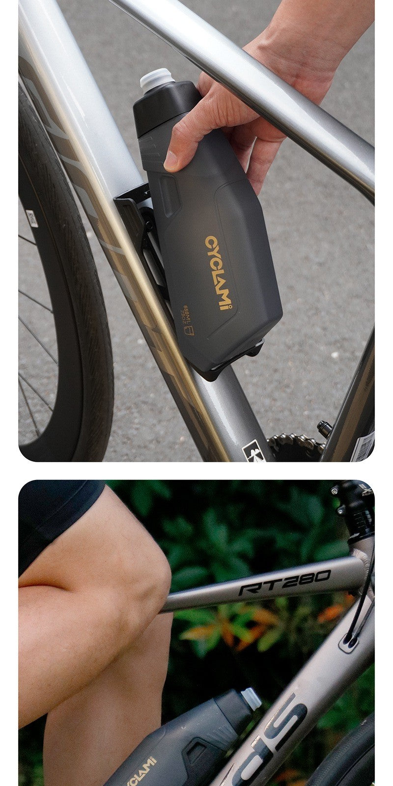Conjunto de Suporte Aerodinâmico para Garrafa de Bicicleta CYCLAMI 650ml, Garraf