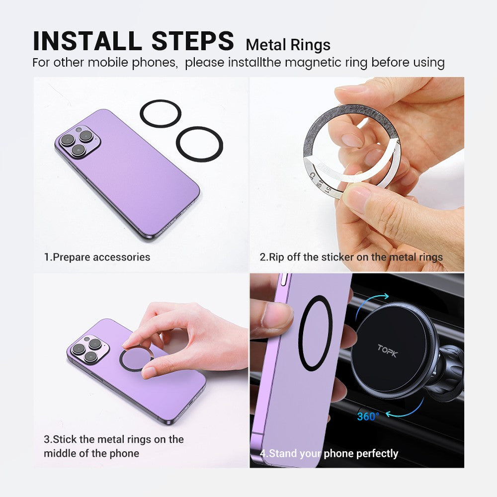 Topk 15w carregador de carro sem fio rápido para magsafe suporte magnético do te
