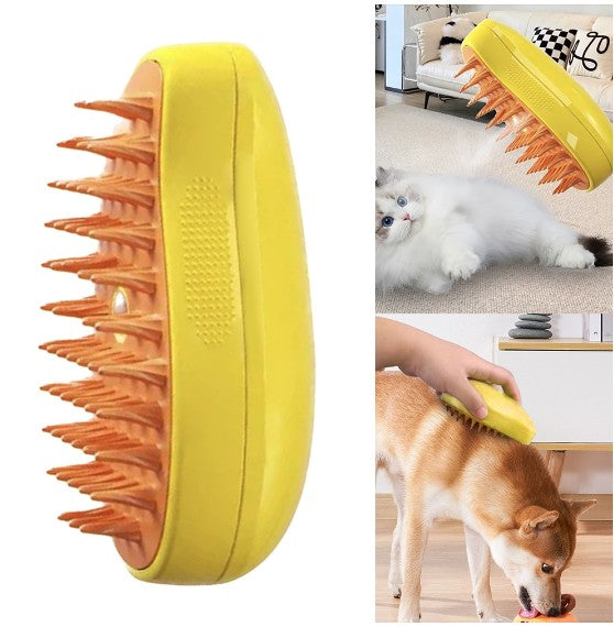 Escova a Vapor 3 em 1 para Gatos | Massagem + Remove Pelos + Penteia
