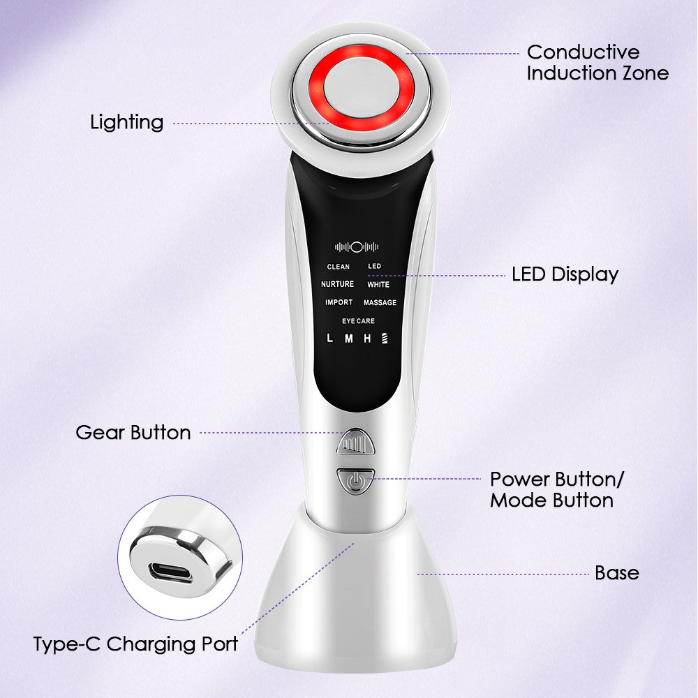 Massageador Facial EMS KOVO | LED + Vibração Sônica | Rejuvenescimento em Casa