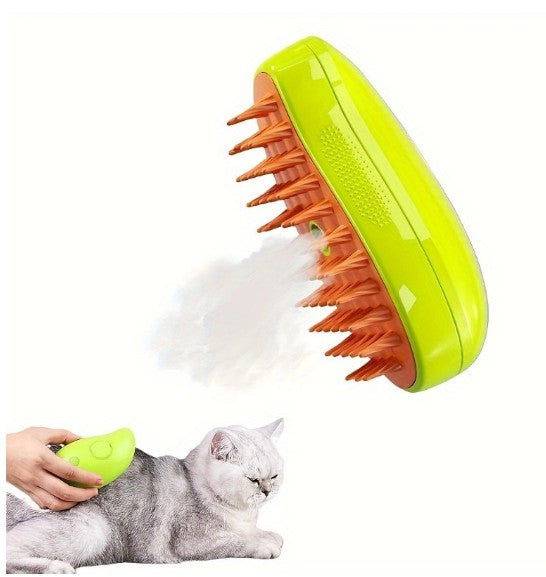 Escova a Vapor 3 em 1 para Gatos | Massagem + Remove Pelos + Penteia