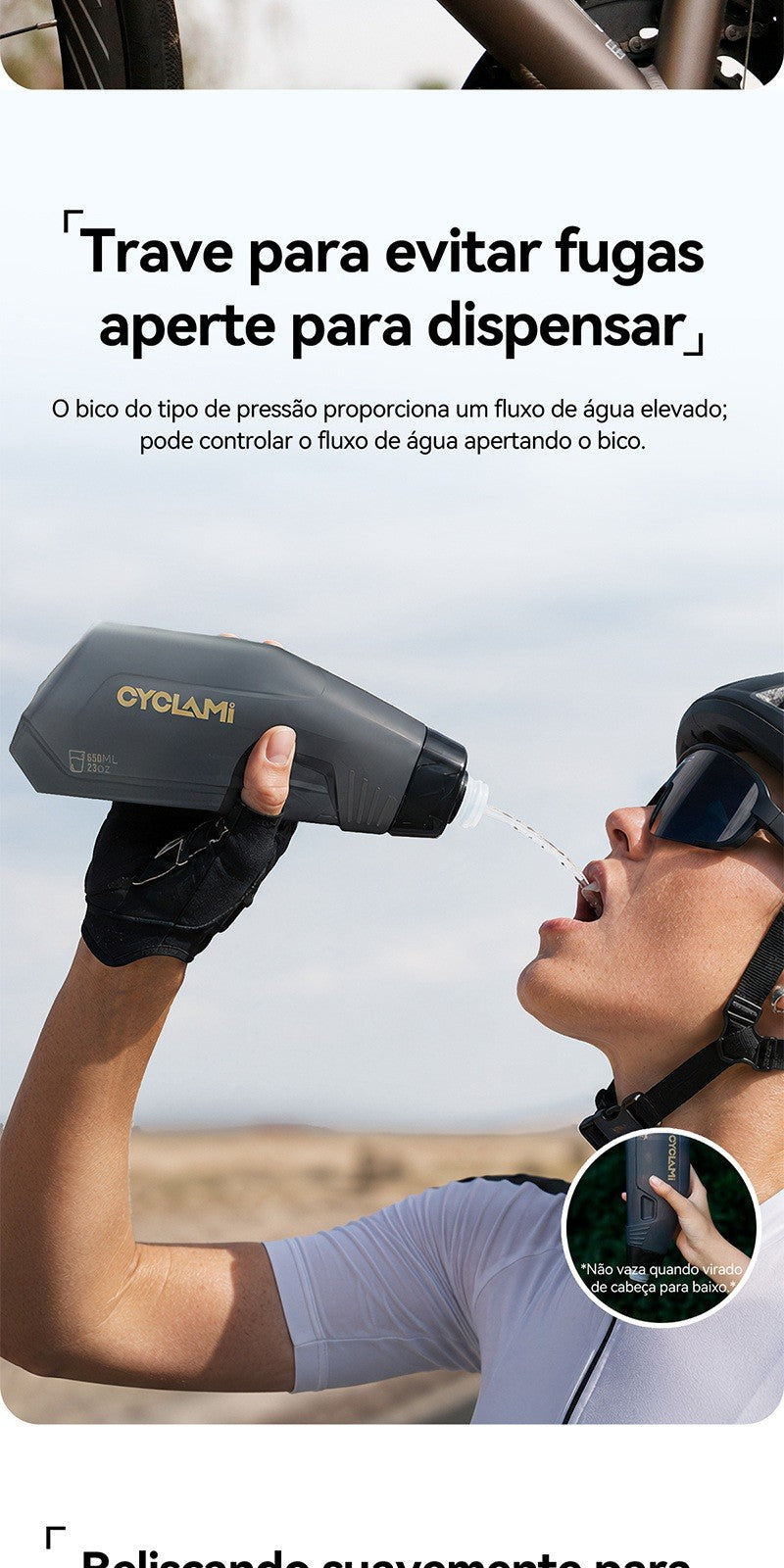 Conjunto de Suporte Aerodinâmico para Garrafa de Bicicleta CYCLAMI 650ml, Garraf