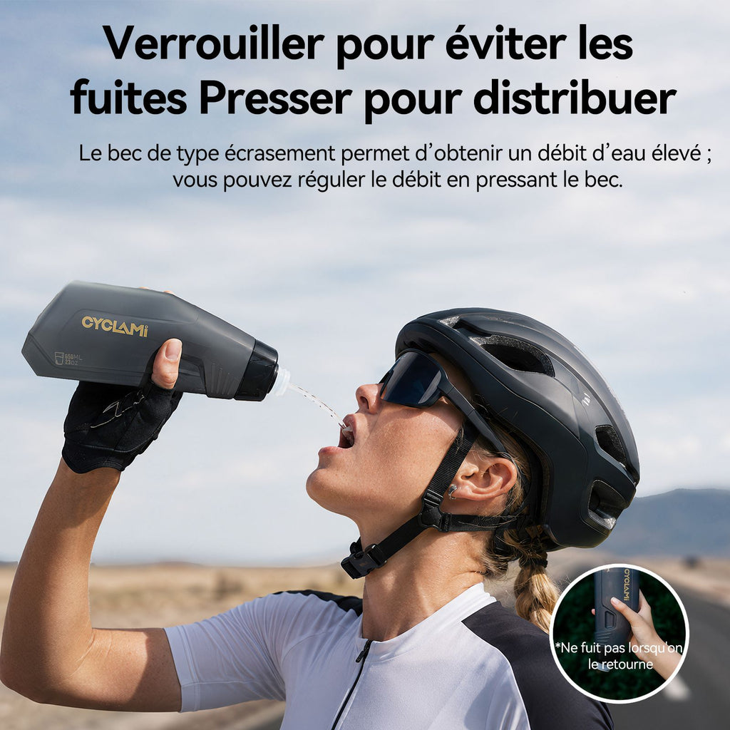 Conjunto de Suporte Aerodinâmico para Garrafa de Bicicleta CYCLAMI 650ml, Garraf
