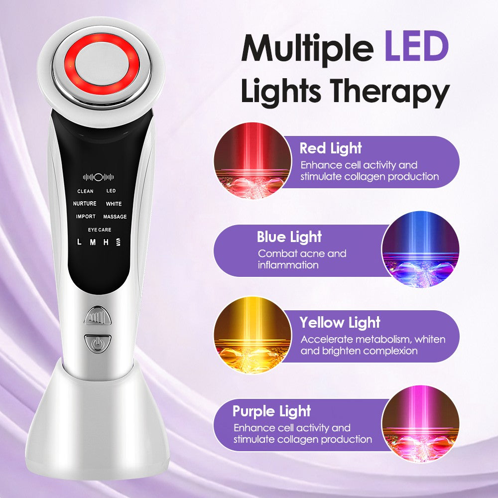 Massageador Facial EMS KOVO | LED + Vibração Sônica | Rejuvenescimento em Casa
