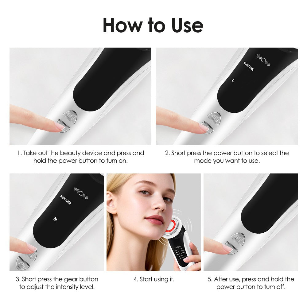 Massageador Facial EMS KOVO | LED + Vibração Sônica | Rejuvenescimento em Casa