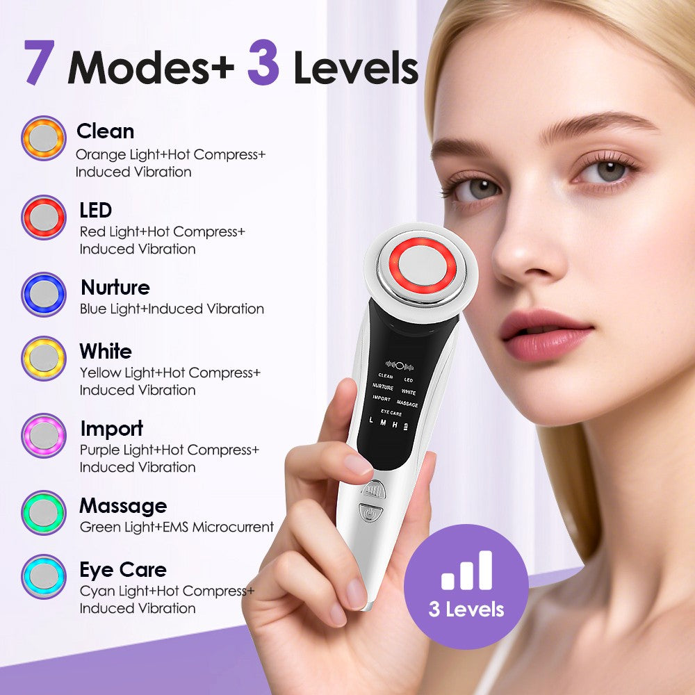 Massageador Facial EMS KOVO | LED + Vibração Sônica | Rejuvenescimento em Casa