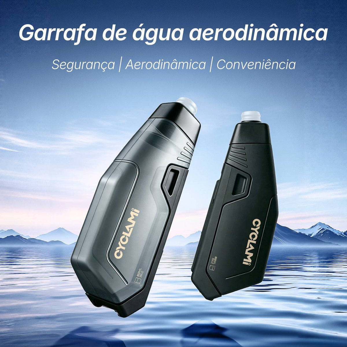 Conjunto de Suporte Aerodinâmico para Garrafa de Bicicleta CYCLAMI 650ml, Garraf